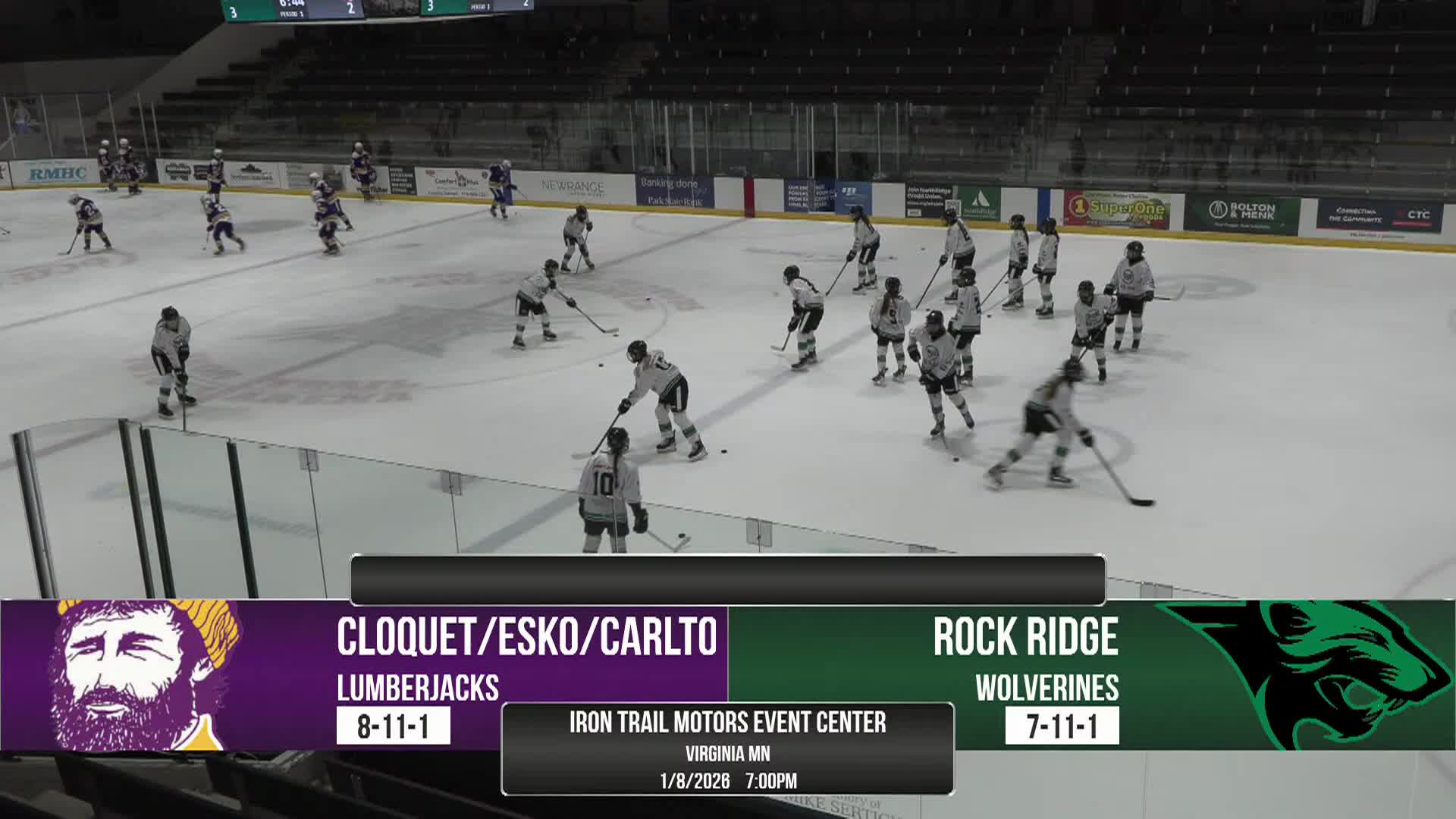 Rock Ridge Girls Hockey Wolverines vs Cloquet Ojibwe  1/22/26
