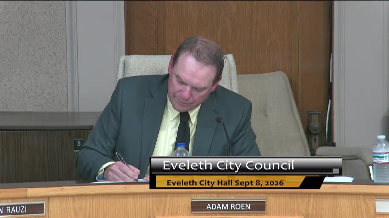 Thumbnail image for Live: Eveleth City Council Meeting September 8, 2026